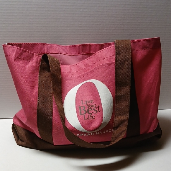 The Oprah Magazine Handbags - The Oprah Magazine Pink Brown Tote Bag GUC